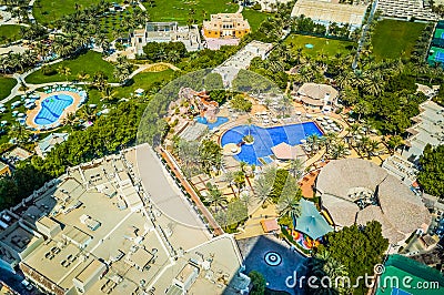 Dubai. In the summer of 2016. Oasis of the Habtoor Grand Beach Resort hotel on the Arabian Gulf. Editorial Stock Photo