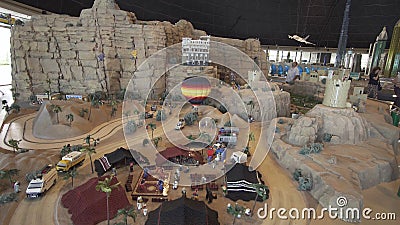 Exhibition of mock-ups Petra made of Lego pieces in Miniland Legoland at Dubai Parks and Resorts Editorial Stock Photo