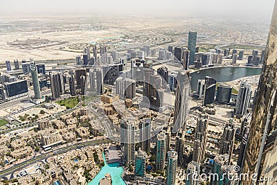 Dubai, UAE - 07.18.2021 - Areal view of downtown. City Editorial Stock Photo