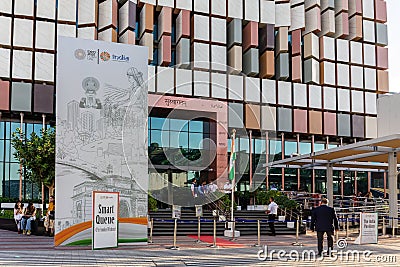 Entrance to India national Pavilion at Expo 2020 Dubai. Editorial Stock Photo