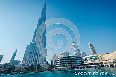 DUBAI, UAE - MARCH 8, 2017: Burj Khalifa building in Dubai. It is the tallest building in the world Editorial Stock Photo