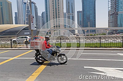 DUBAI, UAE - MAY 20, 2016: food delivery service Editorial Stock Photo