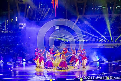 Dubai, UAE - November 4, 2021: Celebrating Diwali, Festival of Lights at Expo2020 featuring dancers and cultural groups Editorial Stock Photo