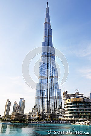 The view on Burj Khalifa in sunset Editorial Stock Photo