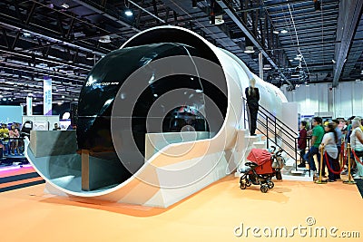 The Virgin Hyperloop One prototype and people are in queue Editorial Stock Photo