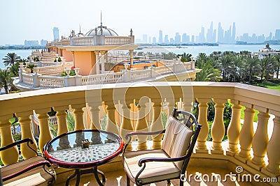 Dubai, Dubai Marina distant view form the Palm Jumeirah Editorial Stock Photo