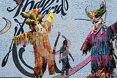 Dubai, United Arab Emirates - March 15, 2022 thai traditional dancers with colorful authentic costume in a stage Editorial Stock Photo