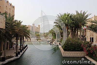 Dubai view channels the hotel Parus Stock Photo