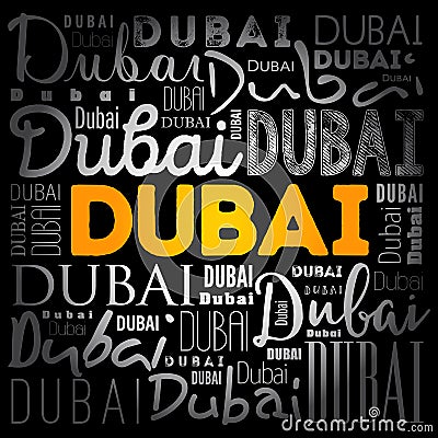 Dubai wallpaper word cloud, travel concept Stock Photo