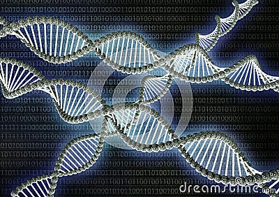 dubble helix dna made out of binary code Stock Photo