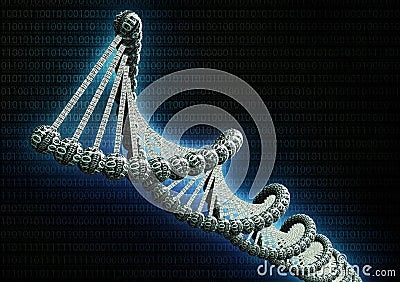 dubble helix dna made out of binary code Stock Photo