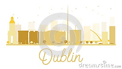 Dublin City skyline golden silhouette. Cartoon Illustration