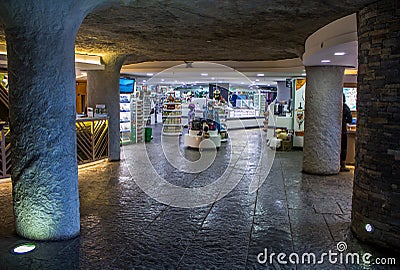 DUBLIN, IRELAND - FEBRUARY 17, 2017: The Cliffs of Moher attractions. View inside the Gift Shop under the ground Editorial Stock Photo