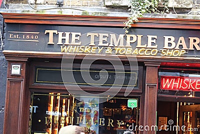 Dublin Ireland, February 20 2018: View of a famous pub, at the Temple Bar area in central Dublin. Temple Bar is promoted Editorial Stock Photo