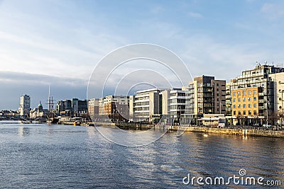 Dublin view from the River Liffey, Ireland Editorial Stock Photo