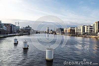 Dublin view from the River Liffey, Ireland Editorial Stock Photo