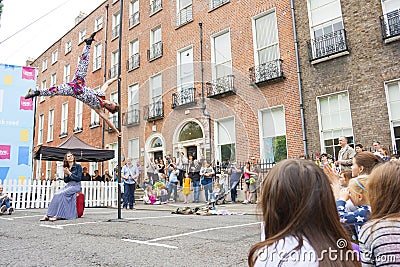 Dublin, Ireland - July 13: Acrobat in the Laya Healthcare City Editorial Stock Photo
