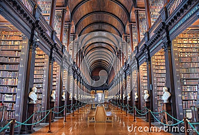 The Long Room in the Old Library at Trinity College Dublin Stock Photo