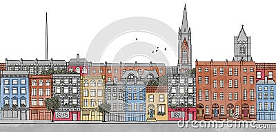 Dublin, Ireland - seamless banner of Dublin's skyline Vector Illustration