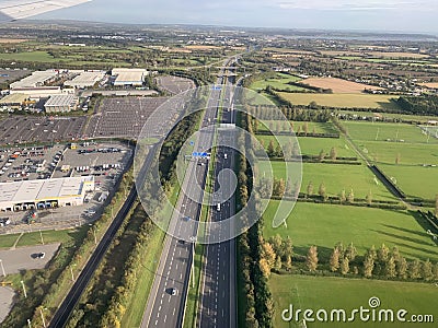 Dublin North aerial view between irish coast and Dublin Airport. Editorial Stock Photo