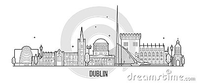 Dublin skyline Ireland vector big city buildings Vector Illustration