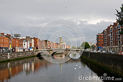 Dublin view with Liffey River, Ireland Editorial Stock Photo