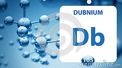 Dubnium Db, chemical element sign. 3D rendering isolated on white background. Dubnium chemical 105 element for science experiments Stock Photo