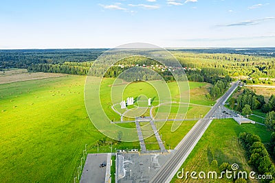 Top view of the Memorial Panfilov Heroes dedicated to 28 soldiers Editorial Stock Photo