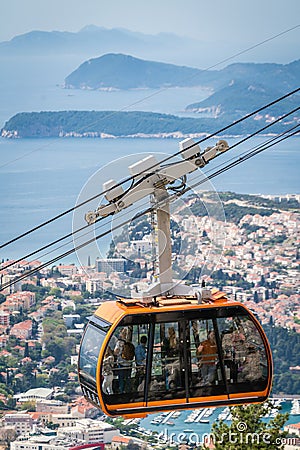 Dubrovnik cable car going up Editorial Stock Photo