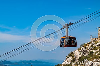 Dubrovnik, cable car on the way Editorial Stock Photo