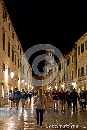 Dubrovnik, Croatia - October 2017: Overview of tourists on the street of old town Dubrovnik in Croatia Editorial Stock Photo