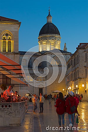 Dubrovnik, Croatia - October 2017: Overview of tourists on the street of old town Dubrovnik in Croatia Editorial Stock Photo