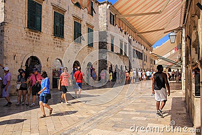 Dubrovnik-Croatia-tourists-Stradun street Editorial Stock Photo