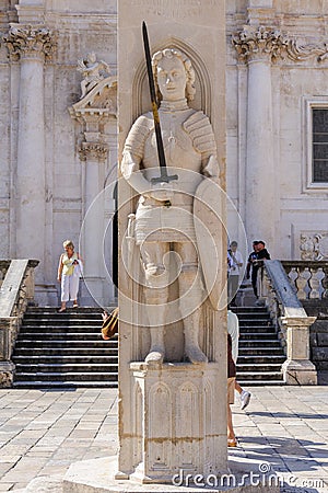 Dubrovnik Gothic column of Roland Editorial Stock Photo