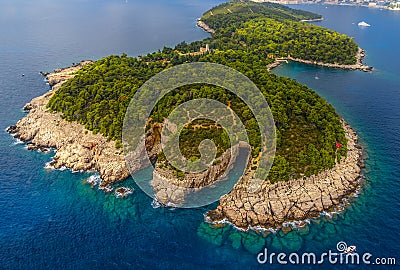 Dubrovnik - Lokrum aerial Stock Photo