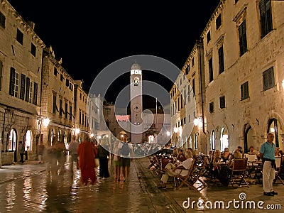 Dubrovnik by night (Stradun) 1 Editorial Stock Photo