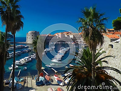 Dubrovnik`s Old Town Harbor Stock Photo
