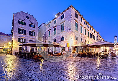 Dubrovnik. Stradun Street at night. Stock Photo