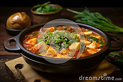 Dubu Kimchi, stir-fried tofu with kimchi, a quick and flavorful Korean dish Stock Photo