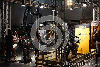 Ducati Scrambler motorcycle booth at 2nd Ride Ph in Pasig, Philippines Editorial Stock Photo