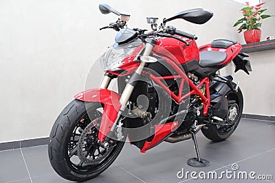 Ducati Streetfighter 848: Side view of motorcycle. Editorial Stock Photo