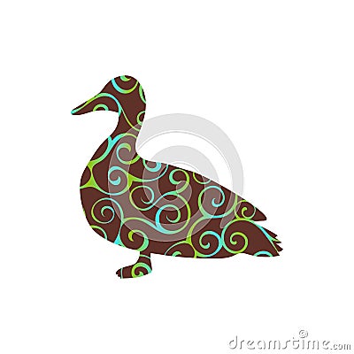 Duck bird color silhouette animal Vector Illustration