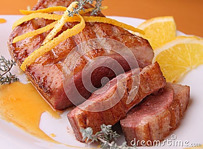 Duck bread and orange sauce Stock Photo