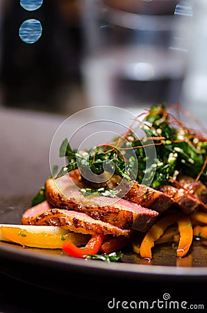 Duck breast dish Stock Photo