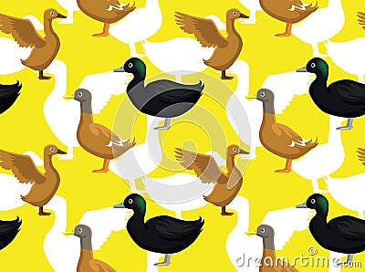 Duck Cayuga Cartoon Seamless Wallpaper Vector Illustration