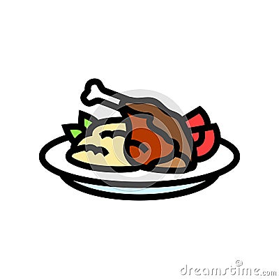 duck confit french cuisine color icon vector illustration Vector Illustration