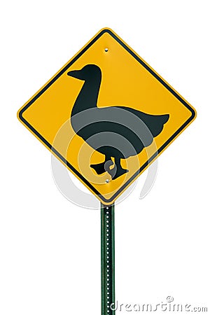 Duck crossing sign Stock Photo