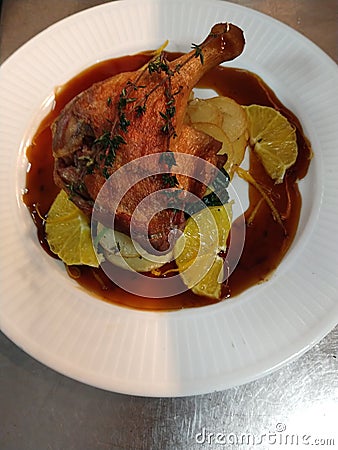 duck orange thime roast sauce Stock Photo