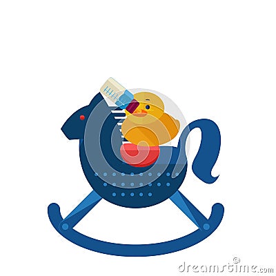 duck drink milk upside horse ilutration Stock Photo