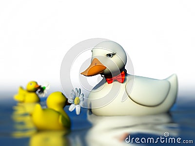 Duck and ducklings Cartoon Illustration